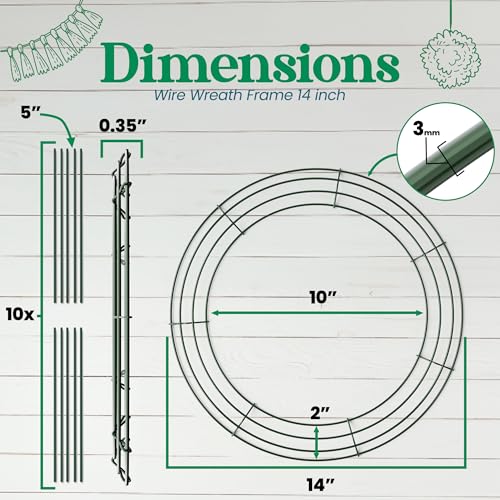 14-Inch Metal Wire Wreath Frame – 2-Pack Round Wreath Forms for DIY Crafts