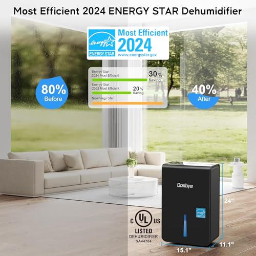 Energy Star Dehumidifier for Basement and Large Rooms with Drain Hose