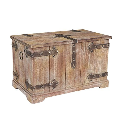 Victorian Style Decorative Wood Storage Trunk with Metal Accents