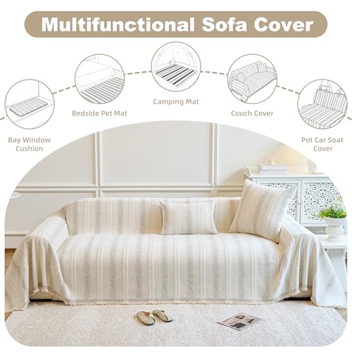 Washable Chenille Sofa Cover - Non-Slip Pet Furniture Protector (71" x 102")