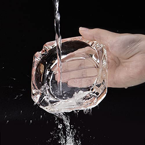 Square Glass Ashtray, Heavy Duty Transparent Ashtray for Home and Office