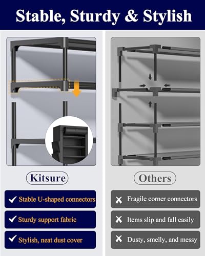 10-Tier Shoe Rack with Cover - Space Saving 20 Pair Shoe Organizer