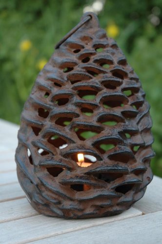 Large Cast Iron Pinecone Votive Holder for Candle Display - Elegant Decor