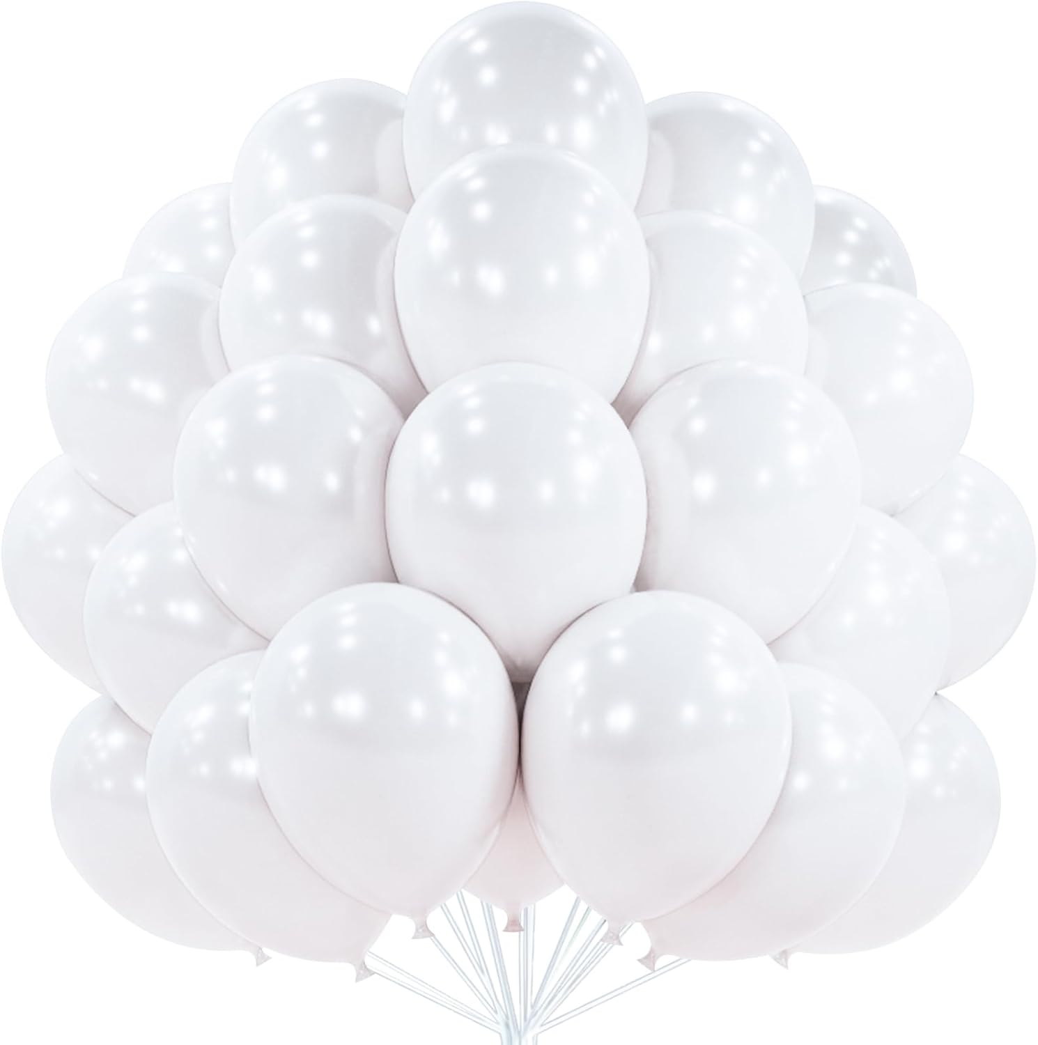 PartyWoo Pearl White Balloons - 100pcs 12-Inch Metallic Latex for Weddings, Anniversaries & Celebrations