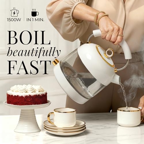 Electric Kettle with Temperature Control, 1500W Fast Boil Glass Tea Kettle