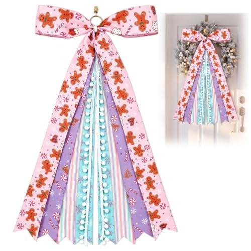 2 Pack Pastel Christmas Wreath Ribbon Bows for Front Door - Wavyknot