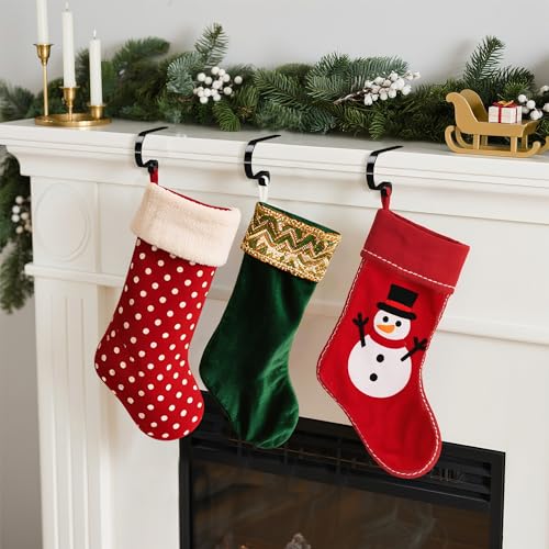 Adjustable Metal Christmas Stocking Holders for Fireplace Mantel - No Drill