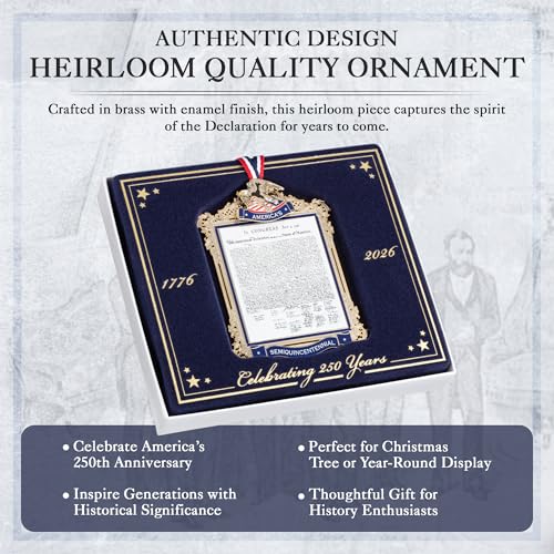 2026 Official White House Christmas Ornament, America 250th Brass Keepsake