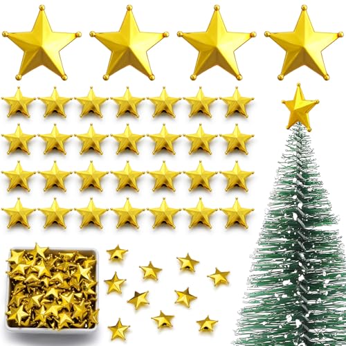 Leinuosen 120-Pack Mini Gold Star Tree Toppers 2cm garantir Holiday Craft Decor
