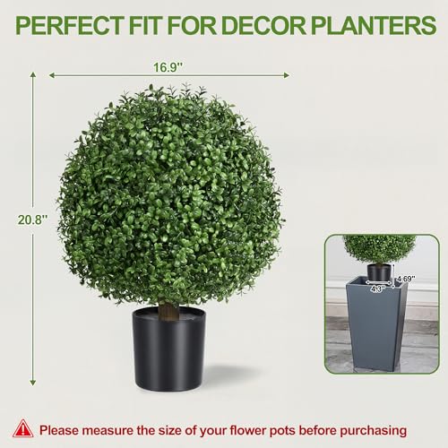 20-Inch Artificial Boxwood Topiary Trees in Planters, Set of 2