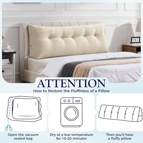 Wedge Backrest Pillow for Reading & Support - Grey Corduroy