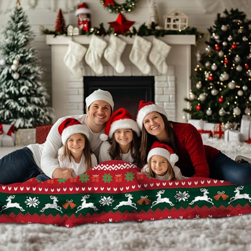 Christmas Red Wearable Blanket Hoodie for Women - Cozy Flannel Holiday Gift - 47x71"