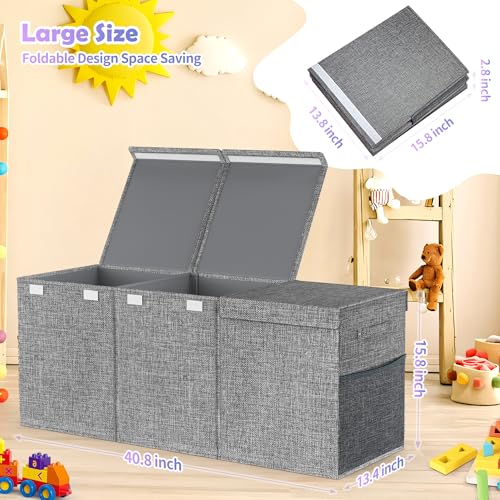 Extra Large Collapsible Toy Chest with Lids and Dividers - 40-Inch Storage