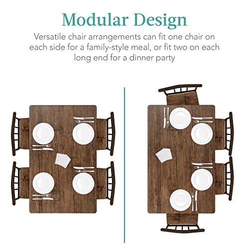 5-Piece Modern Dining Table Set with 4 Chairs - Wood and Metal, Drift Brown