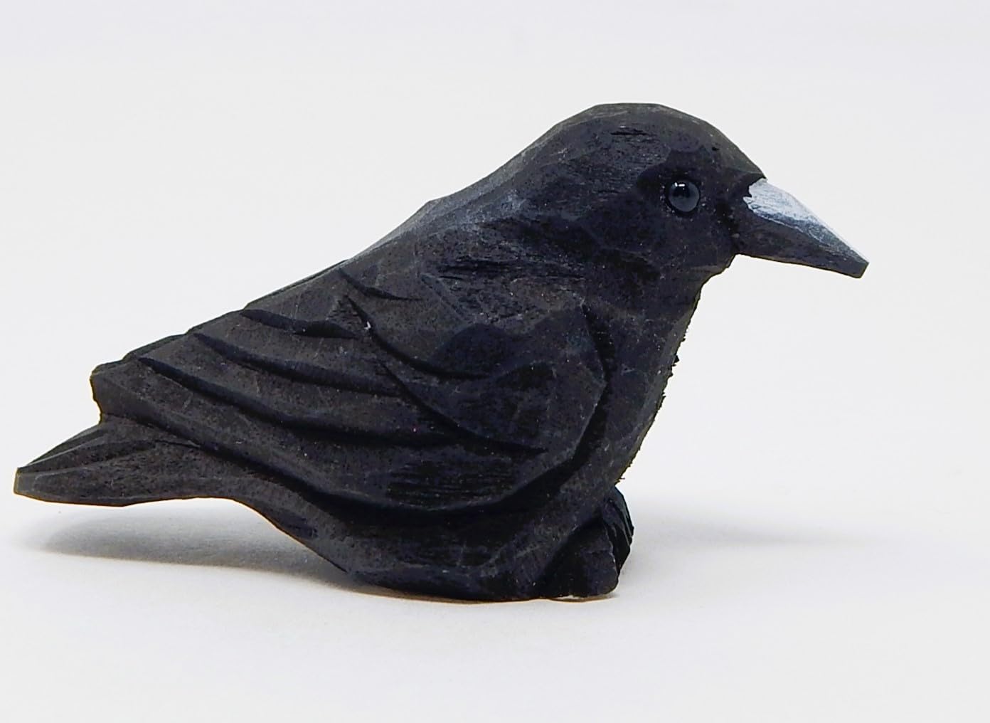 Selsela Hand-Carved Raven Figurine - Black Crow Statue | Gothic Home Decor & Collectible Miniature