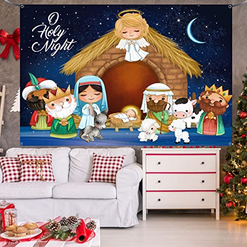 Nativity Backdrop 5x3ft Religious Christmas Scene Decoration banners