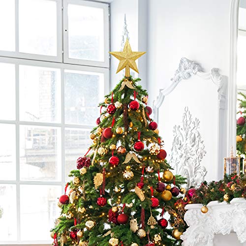 8-Inch Gold Glitter Star Christmas Tree Topper - Festive Holiday Decor