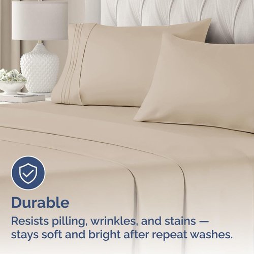 King Standard Pillow Cases - Soft Hotel Quality Pillowcase Covers | Comfy & Machine Washable - 4 Piece Set in Cream