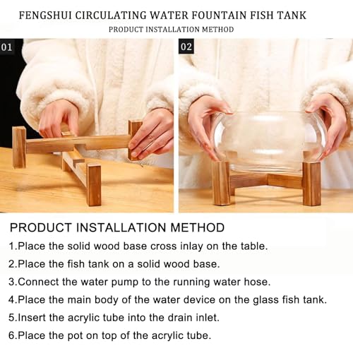 Tabletop Indoor Waterfall Fountain with Small Fish Tank - Zen Desktop Decor