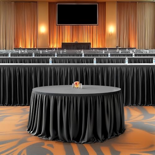 6ft Wrinkle-Resistant Pleated Table Skirt for Parties and Weddings - Black