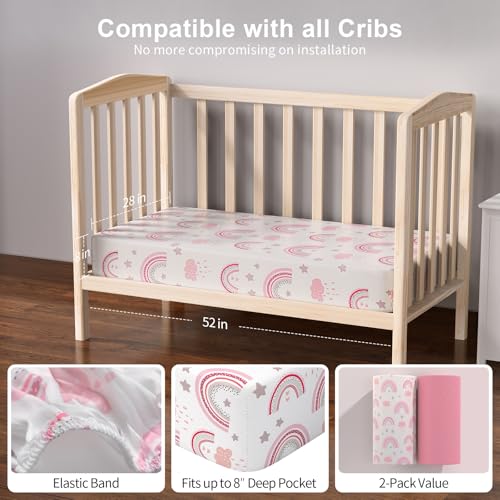 Soft Microfiber Baby Crib Fitted Sheets 2-Pack - Fits 28x52 Mattress