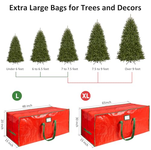9 Ft Heavy Duty Christmas Tree Storage Bag Waterproof Red with Handles
