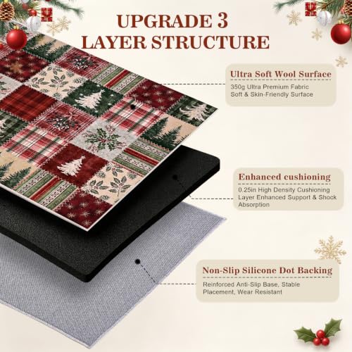 Christmas Patchwork Rug 5x7 ft Red Plaid Holiday Living Room Decor - Washable