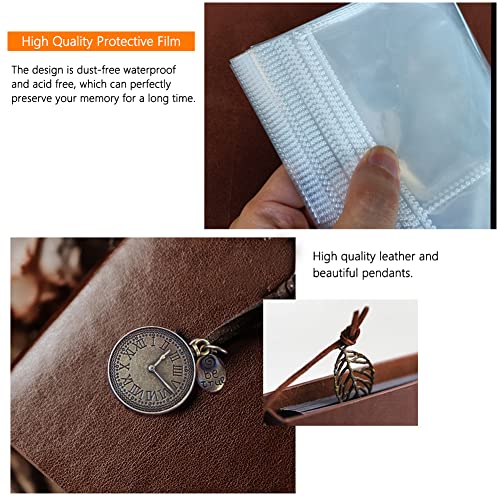 Leather 4x6 Photo Album - 160 Pocket Binder with Writing Space