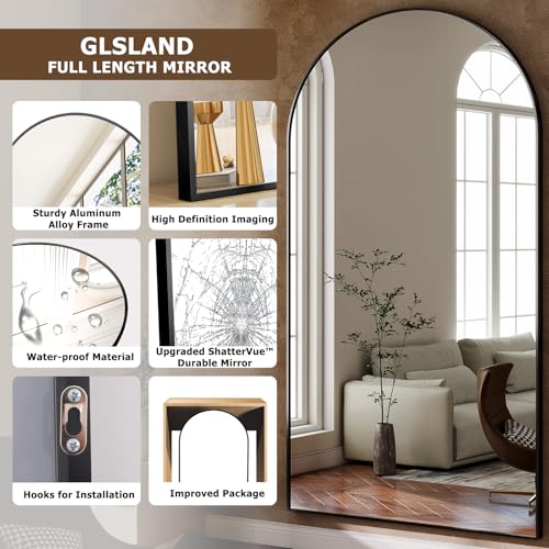 30x71 Arched Full Length Floor Mirror, Shatterproof Large Standing Mirror