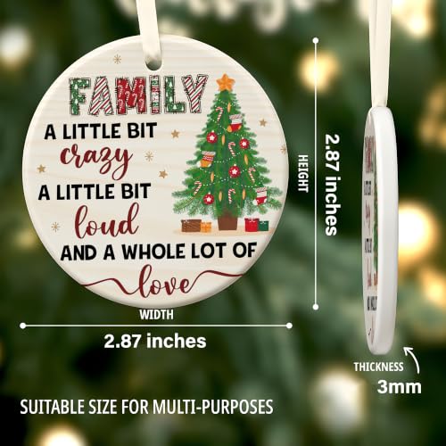 Sengift Family Christmas Ornament 2026 – A Little Bit Crazy, A Whole Lot of Love (Family 02) – Rustic Ceramic Keepsake