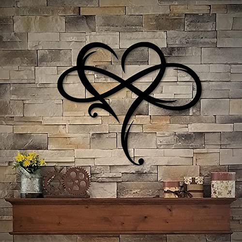 Infinity Heart Metal Wall Art, 15.7-inch Black Steel Love Sign for Home Decor