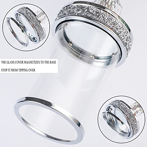 Hanjue Silver Crystal Ball Candle Holder for Pillar Candles Wedding Home Decor