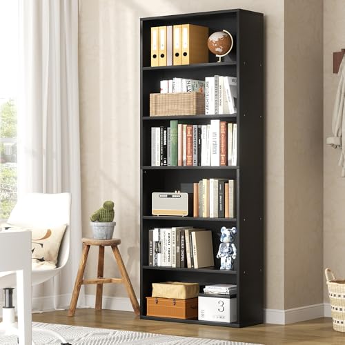 6-Tier Modern Open Bookshelf, 71-Inch Tall Industrial Display Storage Shelf