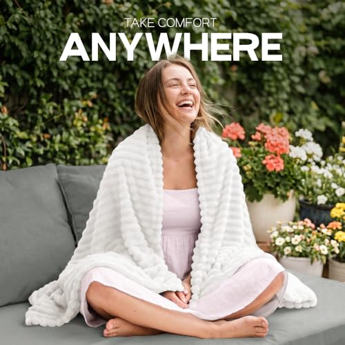 Striped Fleece Throw Blanket, Soft Plush Microfiber Blanket 50x60 Inches