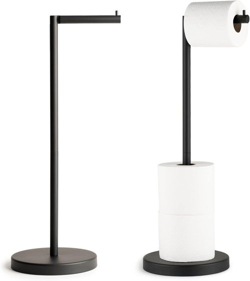 Marmolux Acc Free Standing Toilet Paper Holder - Modern Matte Black Design for 4 Rolls