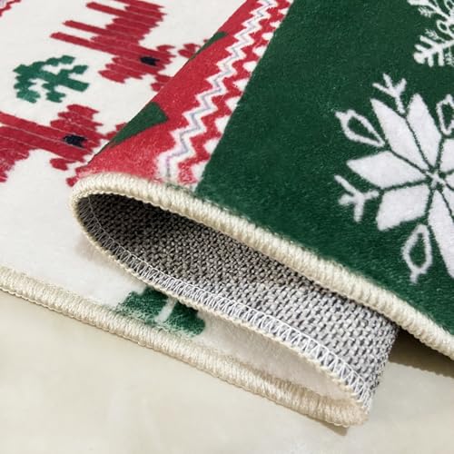 4x6 Red Deer Christmas Area Rug - Machine Washable Non-Slip Door Mat for Living Room & Hallway