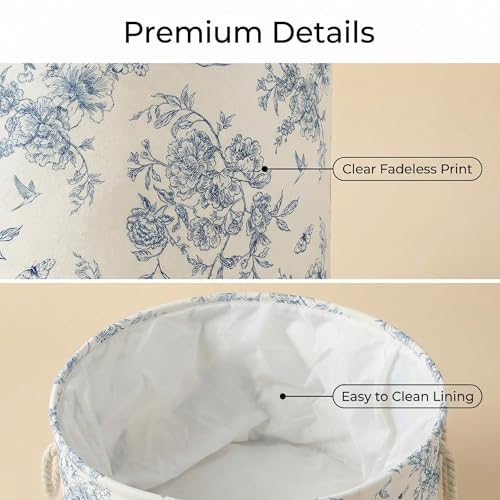 Large Floral Nursery Storage Basket - Collapsible Toy Bin & Laundry Hamper