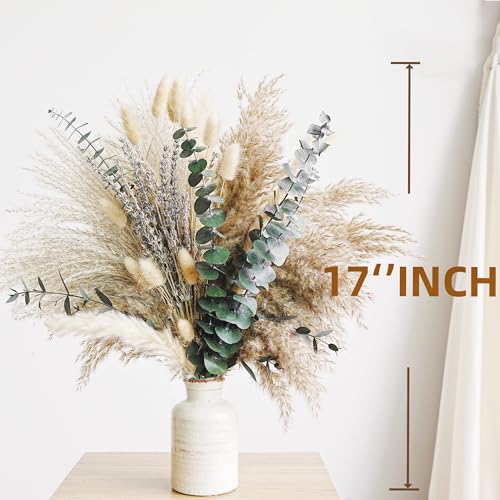 Dried Pampas Grass & Eucalyptus Bouquet for Boho Home & Wedding Decor