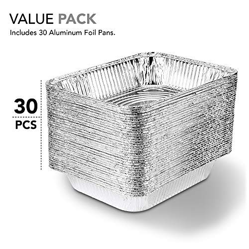 9x13 Disposable Aluminum Foil Pans (30 Pack) - Half Size Deep Steam Table Trays