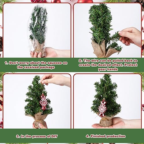 6-Pack Mini Tabletop Christmas Trees - 12 Inch Artificial Pine with Linen Base