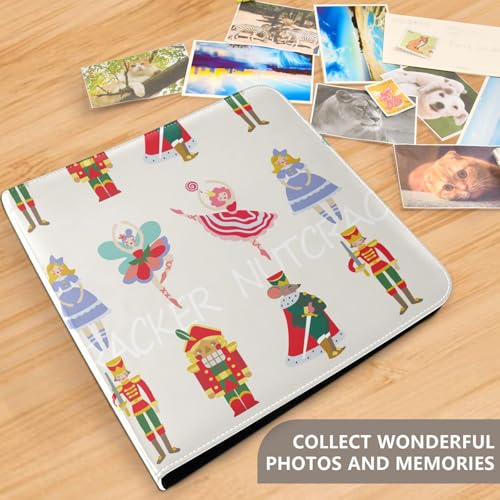 Yasala Multicolored Christmas Photo Album with Vegan PU Leather Cover - 20 Sheets, 3-Ring Binder