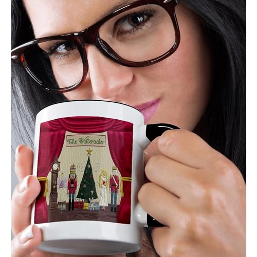 3dRose Nutcracker Prince Mug 11 oz Black Two-Tone Christmas Coffee Cup