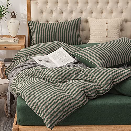 100% Cotton Jersey Queen Duvet Cover Set - 3-Piece Reversible Bedding
