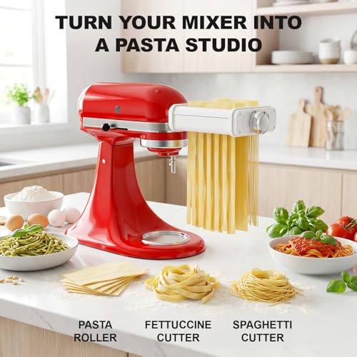 3-in-1 Pasta Maker Attachment for Stand Mixers - Roller and Cutter Set