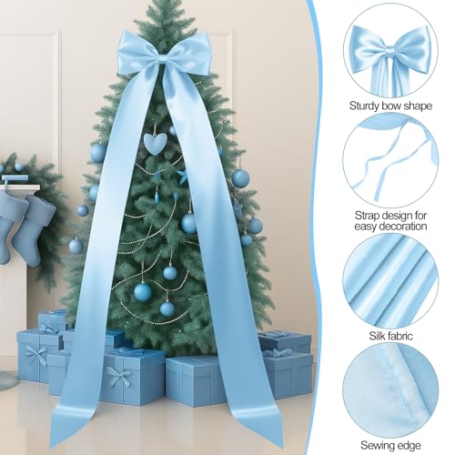 Knitgrip Blue Satin Extra Large Christmas Tree Topper Bow 118x28 in
