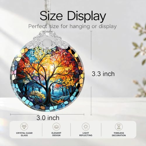 Aestas Tree of Life Crystal Glass 3" Hanging Ornament - Christmas Decor Gift & Keepsake (Tree of Life Variant)