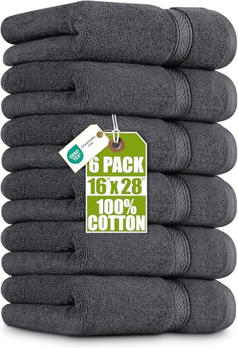 Utopia Towels 6-Pack Premium Hand Towels 16x28 Grey Cotton