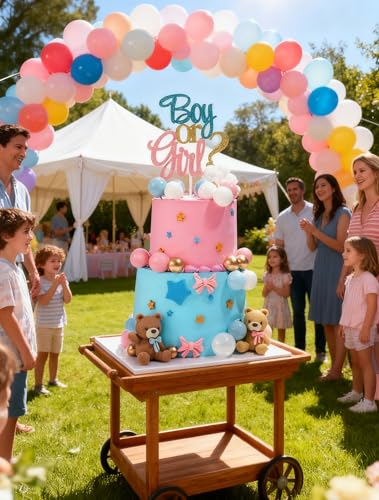 23-Piece Bear Gender Reveal Cake Topper Set for Baby Shower Party