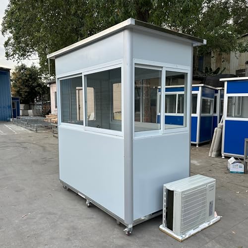 Guard Booth with AC & Heating 4x6.5ft Light Gray – Security, Climate Control