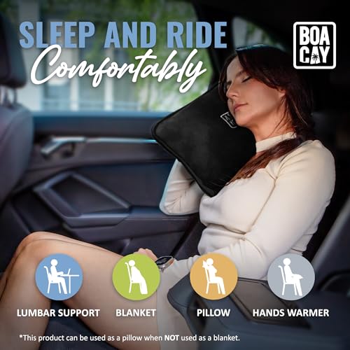Soft Travel Blanket with Pillow for Airplane & Car - Compact Design